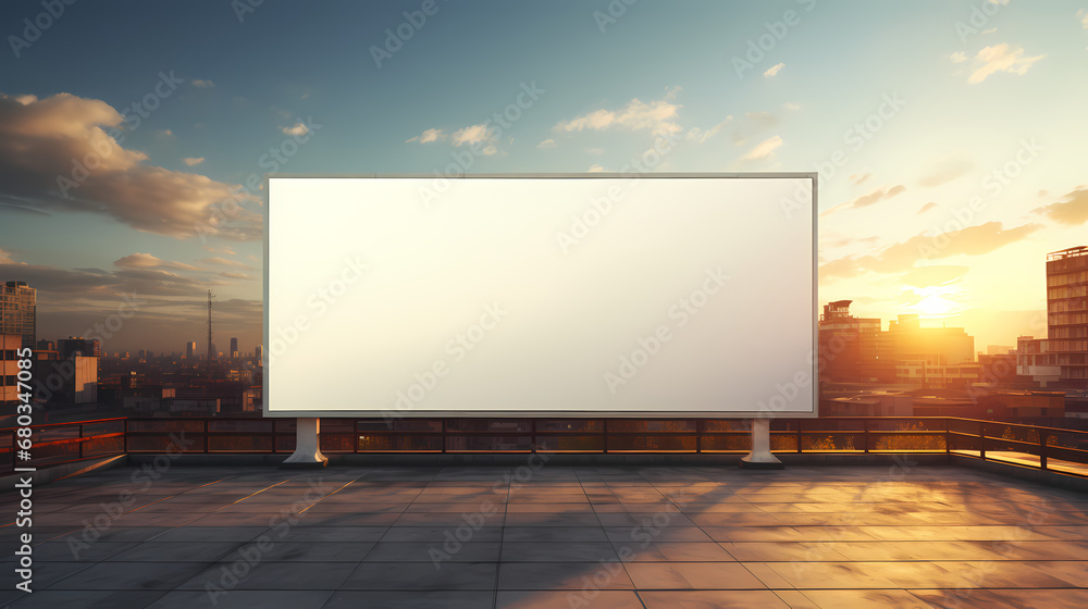 Billboard large horizontal screen white canvas background, urban outdoor billboard background Billboard large horizontal screen white canvas background, urban outdoor billboard background