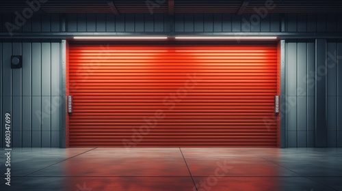 Roller door or roller shutter using for factory ware AI generated illustration photo