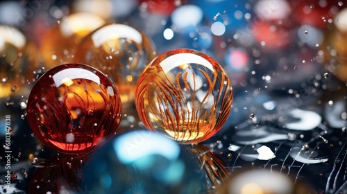 Shimmering New Year decorations captured in a macro perspective AI generated illustration
