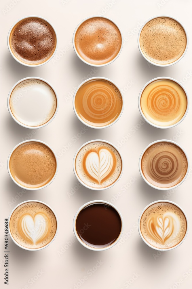 Top view arrangement of delicious gradient coffee AI generated illustration Top view arrangement of delicious gradient coffee AI generated illustration