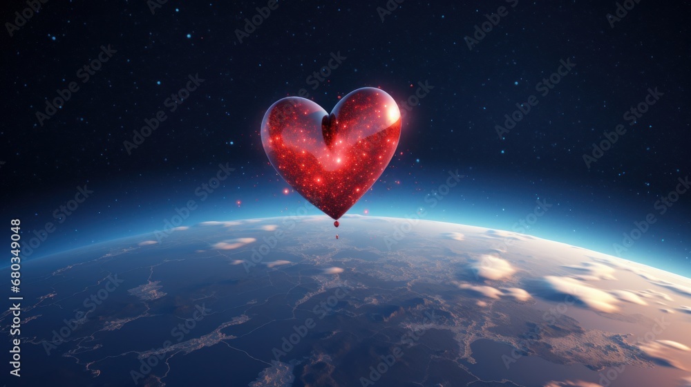 Valentines Day in space with Earth in the shape of a heart AI generated illustration Valentines Day in space with Earth in the shape of a heart AI generated illustration
