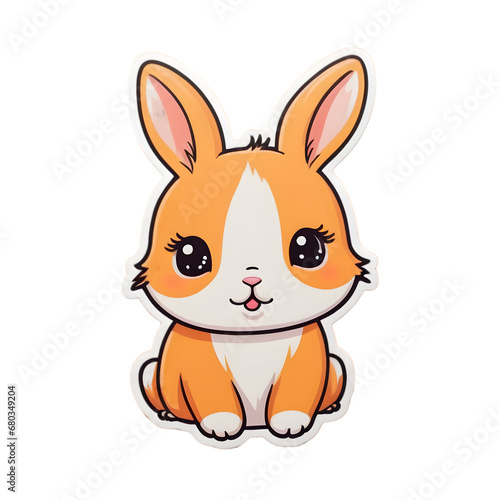 High-Definition Illustration of an Adorable Cartoon Bunny with Big Ears and Expressive Eyes, Sitting Down with a Cute Smile, Transparent Background - Perfect for Children's Book Illustrations and Fest © Damian