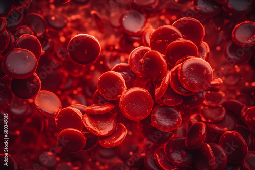 Close up 3D model of red blood cells photo