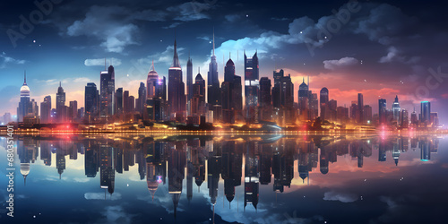 A panoramic view of a city skyline