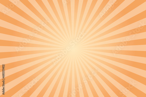 Sunburst background template. Sandy Brown retro vintage style background with sun rays. Yellow sunbeam pattern. Vector illustration