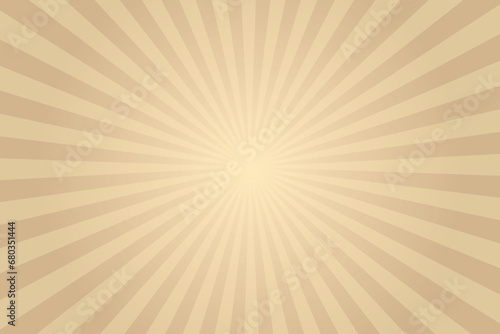 Sun ray vector background. Tan brown radial beam sunrise or sunset light retro design illustration. Light sunburst glowing background. photo