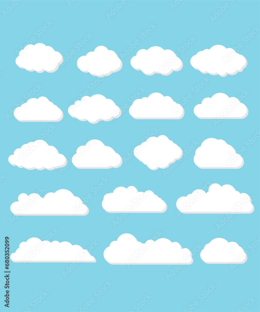Colored set of cloud icons stock illustration