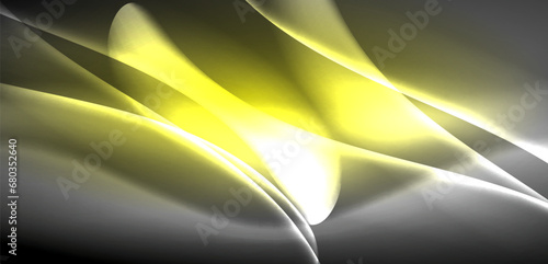 Neon-lit waves surge across background, mesmerizing dance of luminescence and motion. Dynamic backdrop captures essence of energy and modern aesthetics