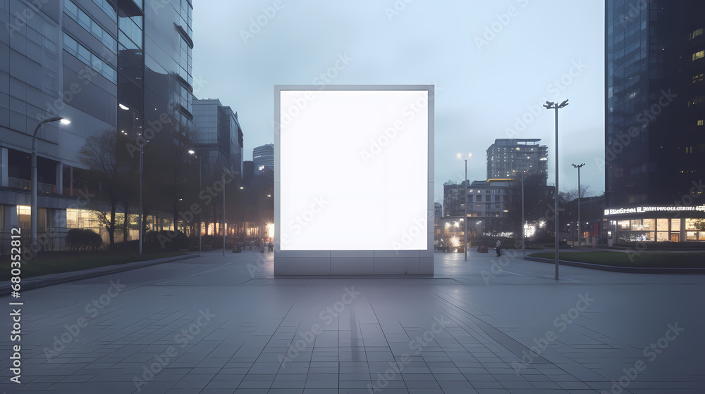 Obraz premium Outdoor white canvas billboard background, blank urban outdoor billboard background, billboard vertical