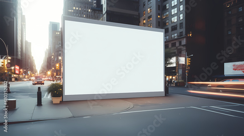 Outdoor white canvas billboard background, blank urban outdoor billboard background, billboard vertical