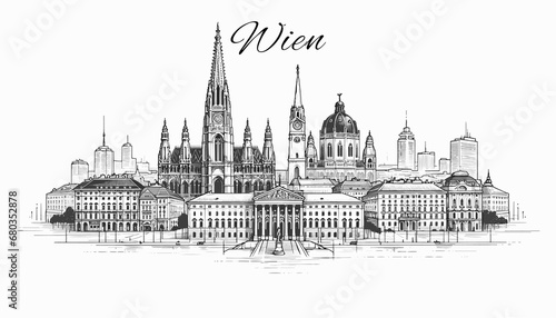 Wien Skyline Panorama - Vektor-Illustration photo