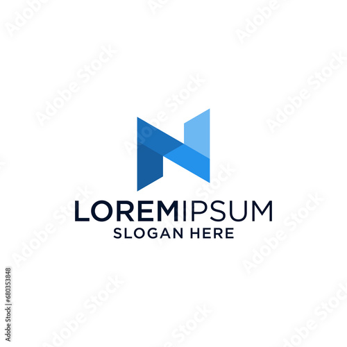 n blue logo design template
