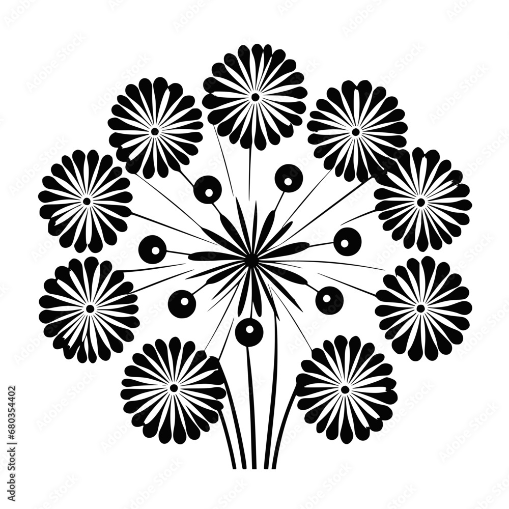 Obraz premium Flower Plant Twig Beautiful Fragrant Blooms Wallpaper Design Abstract Line Art Background Graphic