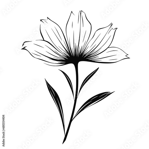 Fototapeta Naklejka Na Ścianę i Meble -  Flower Plant Twig Beautiful Fragrant Blooms Wallpaper Design Abstract Line Art Background Graphic