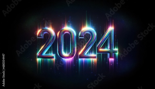 Happy new year 2024 in holographic style