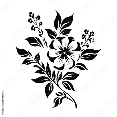 Fototapeta Naklejka Na Ścianę i Meble -  Flower Plant Twig Beautiful Fragrant Blooms Wallpaper Design Abstract Line Art Background Graphic