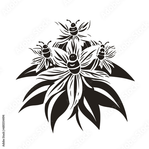 Flower Plant Twig Beautiful Fragrant Blooms Wallpaper Design Abstract Line Art Background Graphic