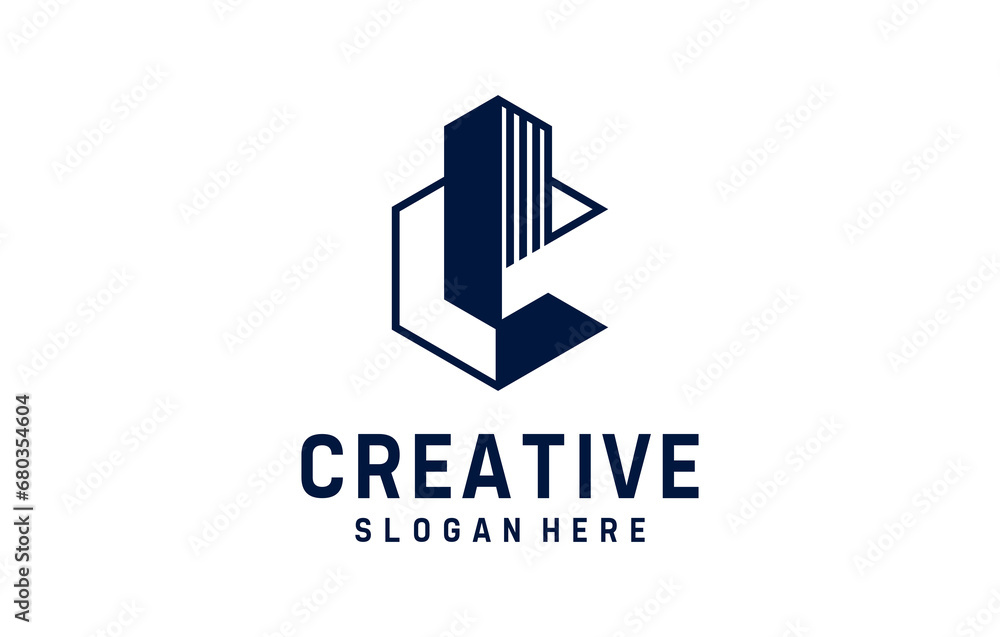 negative space building letter C logo design Stock Vector | Adobe Stock