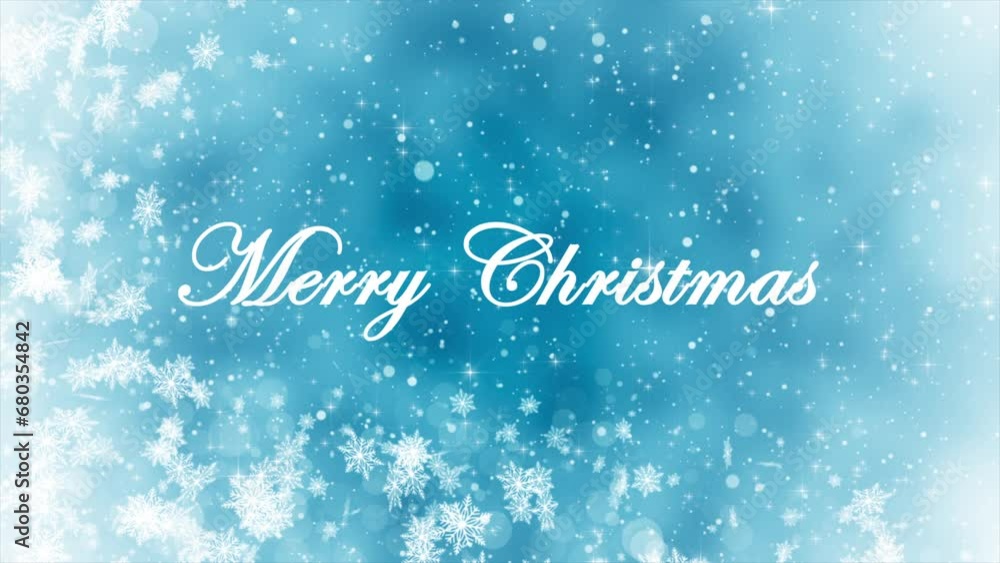 Merry Christmas Text with Snowfall Background with Sparks. Christmas Winter Snowfall Vintage Background. Seamless Loop Merry Christmas Text with Snowfall Background with Sparks. Christmas Winter Snowfall Vintage Background. Seamless Loop