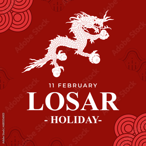 Happy Losar Holiday. The Day of Bhutan illustration vector background. Vector eps 10