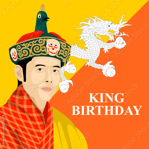 Happy King Birthday. The Day of Bhutan illustration vector background. Vector eps 10