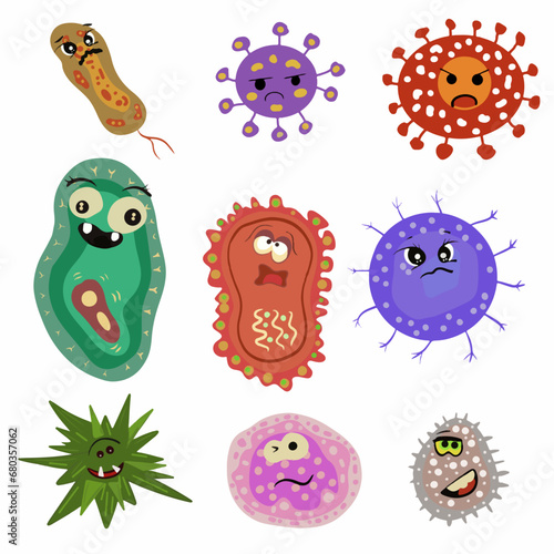Virus, bacteria, germs, microbe, virus, microorganism, vector illustration