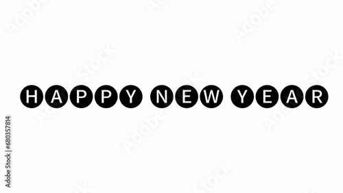 happy 2024 - isolated black and white in round new year letter element