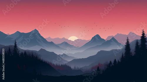 Digital Lake and Mountain Landscape Wallpaper,4K Natural Themed Wallpaper,Landscape Desktop Wallpaper,Macbook and iPad Wallpaper © Moose