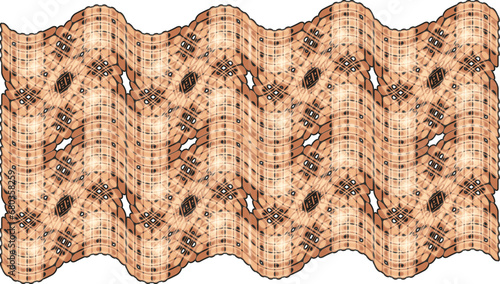 Wavy figure of brown-beige elements.