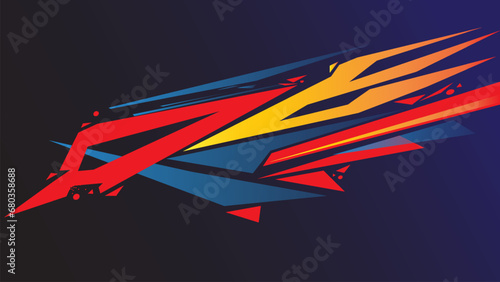 Firebird Automotive art geometric stripe sticker. Truck or car or vehicle abstract stripes. Sharp spear of triangle lines.