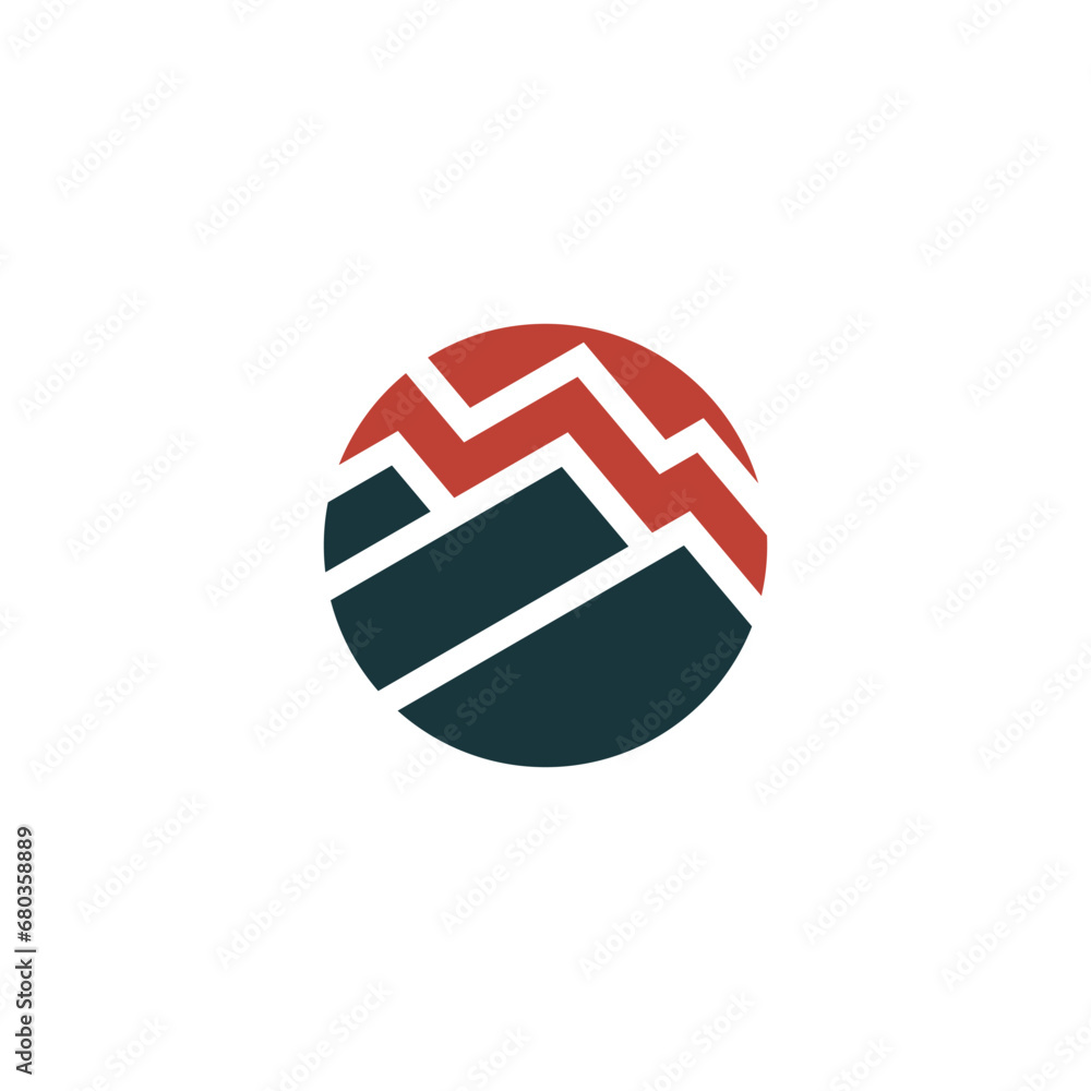 Obraz premium Mountain Range Logo. Logo illustration of a mountain in a circle. simple and unique