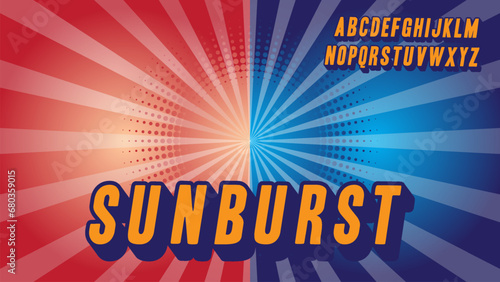 Sunbeam vector background design with vintage block alphabet fonts