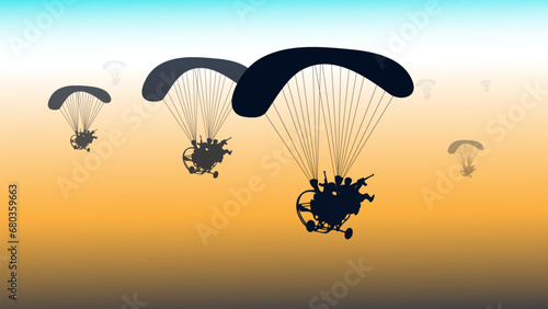 The silhouette of Military paraglider on Palestinian flag background wallpaper