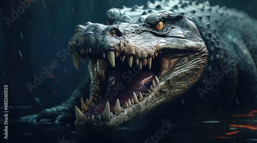 angry crocodile background wallpaper ai generated