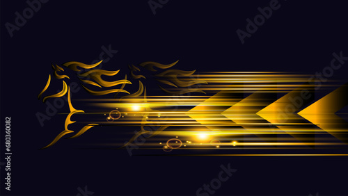 The stallion golden stripes against dark background with motion glow effects