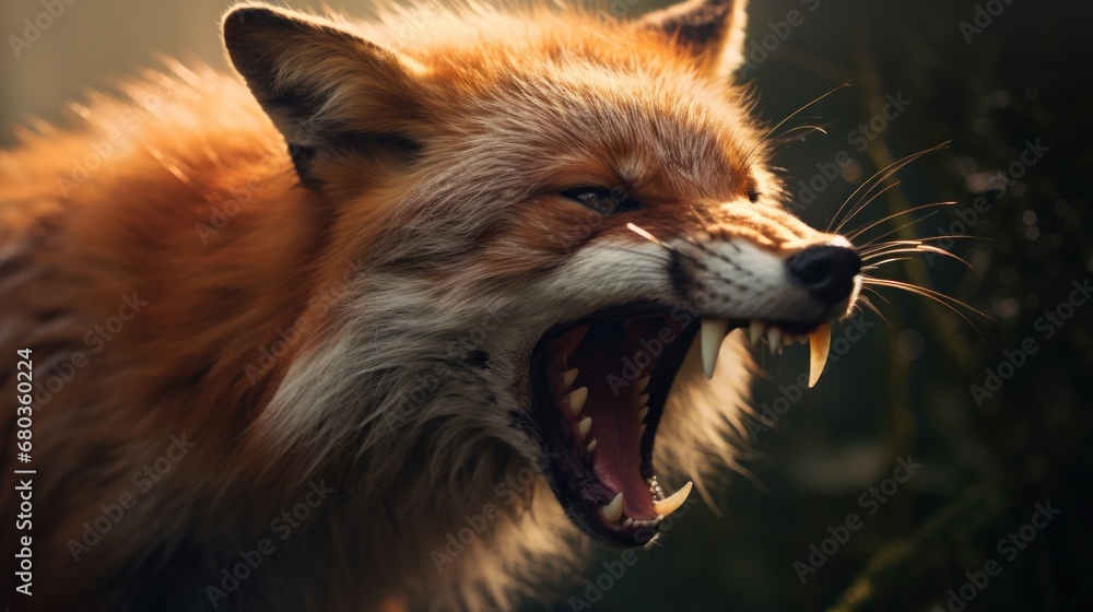 Obraz premium angry fox background wallpaper ai generated
