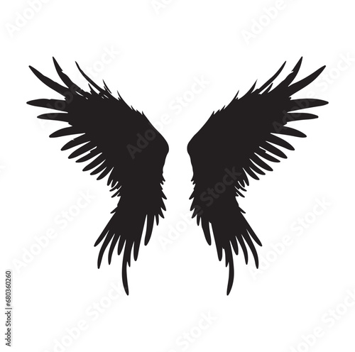 Wings Silhouette Vector On White Background.