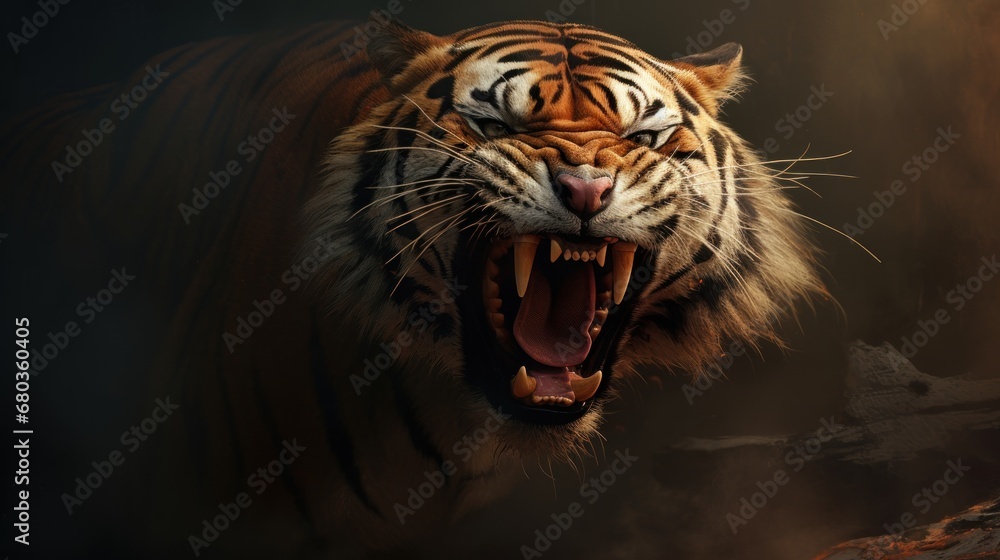 Obraz premium angry tiger background wallpaper ai generated