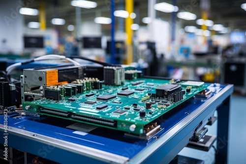 Electronic circuit board on factory production line