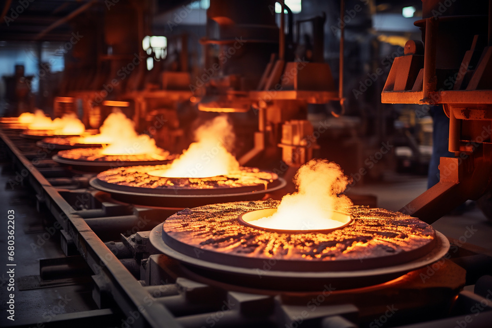 Hot molten metal in the smelting process