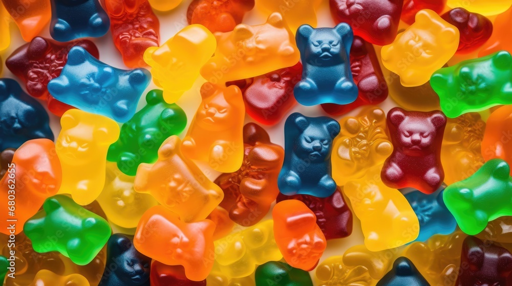 Red colorful treat food sweets candy gummy tasty gelatin sugar yellow jelly Red colorful treat food sweets candy gummy tasty gelatin sugar yellow jelly