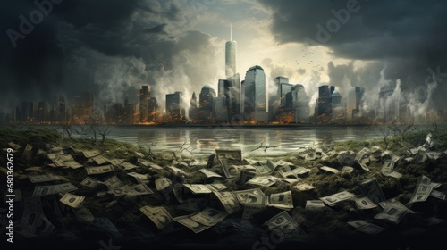 global economic crisis background wallpaper ai generated photo