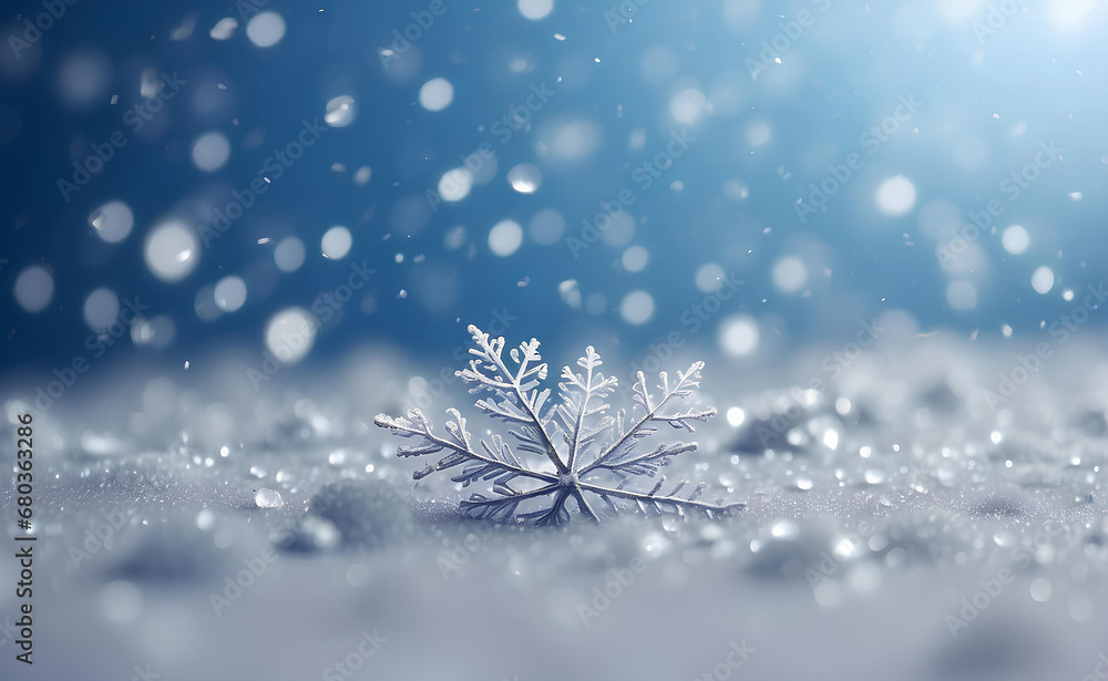 Falling snowflakes and Bokeh with white and blue background. Falling snowflakes and Bokeh with white and blue background.