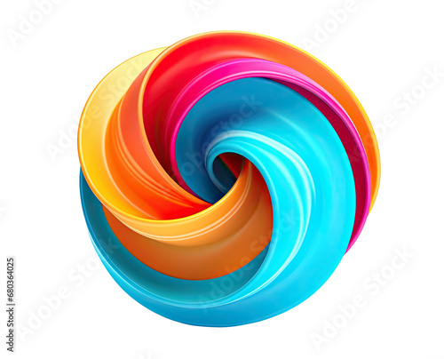 Abstract colored spiral round object isolated on transparent background
