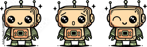 Funny cartoon robot on Retro-Styled