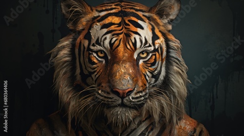 tiger face head background wallpaper ai generated