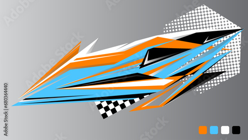 Automotive art geometric stripe sticker. Truck or car or vehicle abstract stripes. Car Body Mockup.