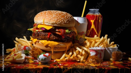 junk food background wallpaper ai generated