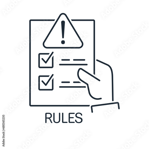 Control instructions. Rules and guidelines. Vector linear illustration icon isolated on white background.