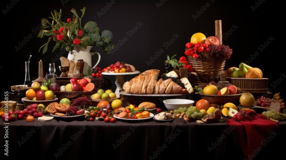 table with food background wallpaper ai generated table with food background wallpaper ai generated